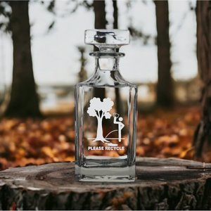 Please Recycle Decanter 26 Oz Bourbon Whisky Glass Drinking Customize NEW